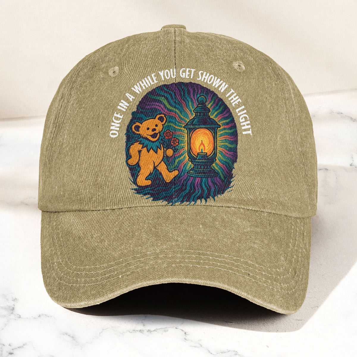 Grateful Dead Scarlet Begonias Shown The Light Dancing Bear Denim Cap – Retro Vintage Dad Cap Gift For Dad (With Box)