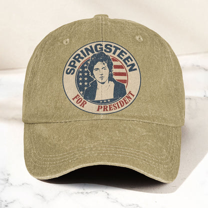 Bruce Springsteen For President Music Merch Denim Cap – Retro Vintage Dad Cap Gift For Dad (With Box)
