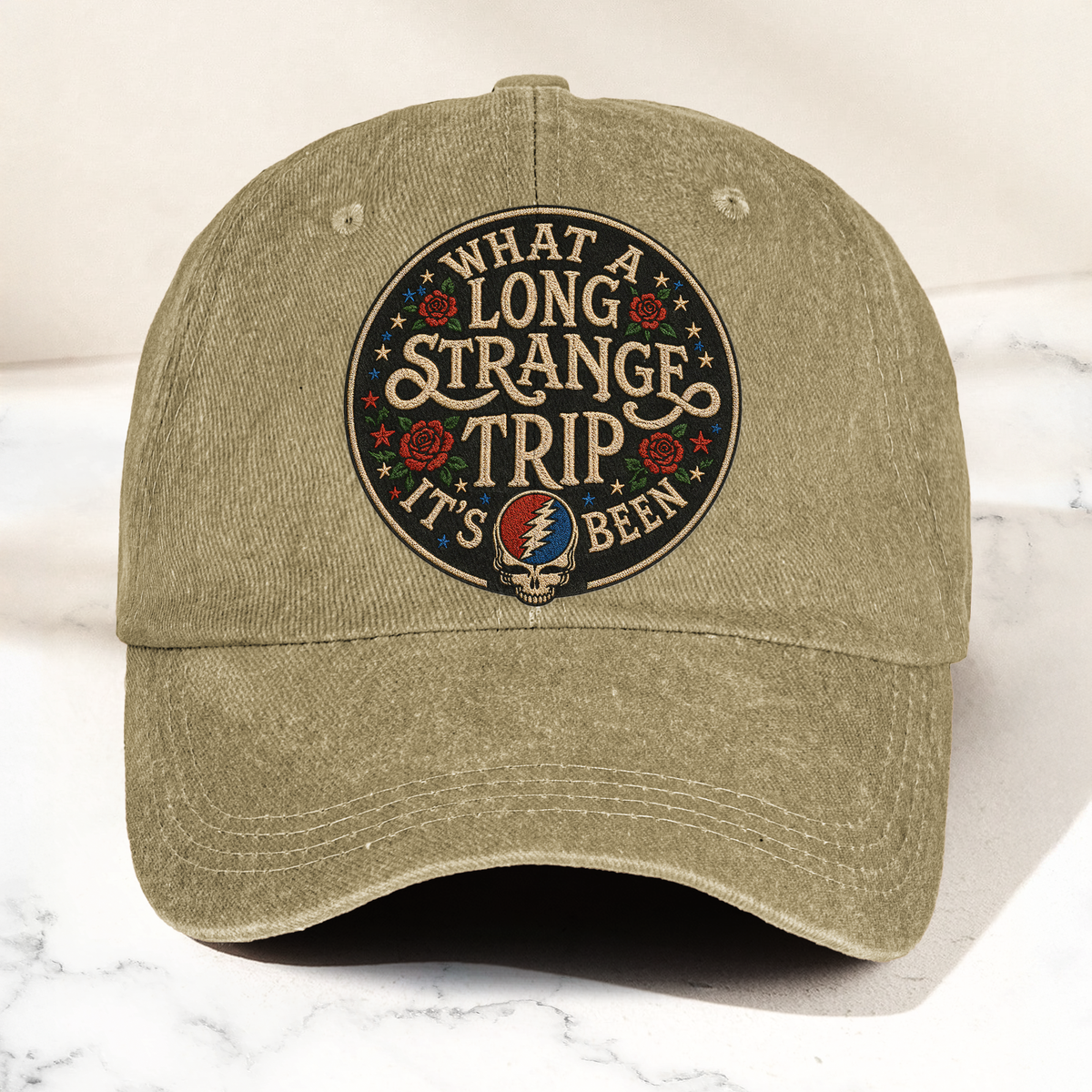 Grateful Dead What A Long Strange Trip It's Been Denim Cap – Retro Vintage Dad Cap Gift For Dad (With Box)