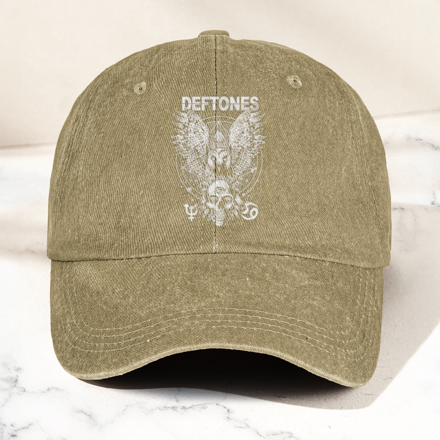 Deftones Owl Skull Vintage Dad Hat – Alternative Metal Washed Cotton Cap (With Box)