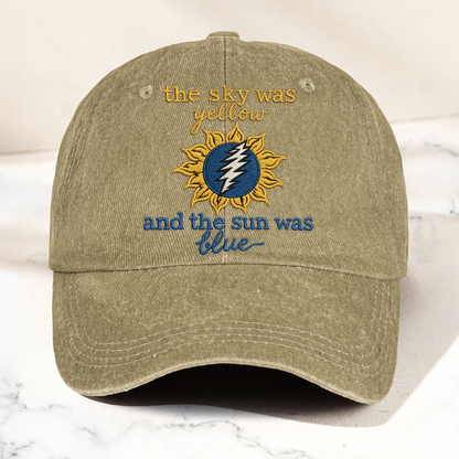 Grateful Dead The Sky was Yellow and the Sun was Blue Skull Denim Cap – Retro Vintage Dad Cap Gift For Dad (With Box)