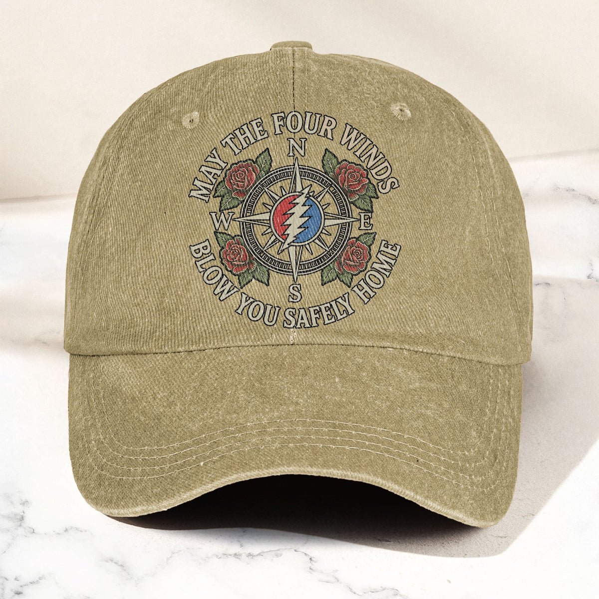 Grateful Dead May The Four Winds Blow You Safely Home Vintage Band Denim Cap - Retro Vintage Dad Cap Gift For Dad (With Box)