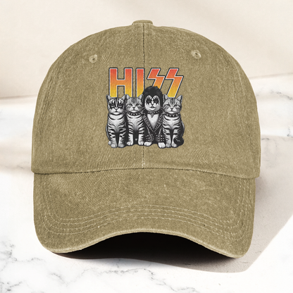 Hiss Cats Rock Kittens Denim Cap – Retro Hiss Band Merch Gift for Dad (With Box)
