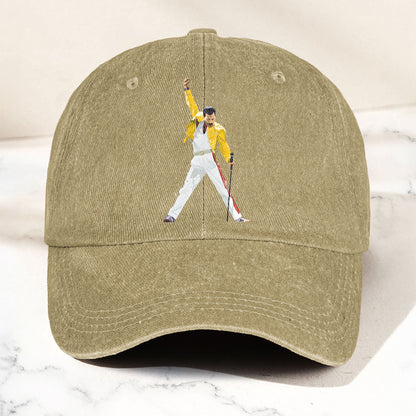 Vintage Freddie Mercury Denim Cap – Queen Band Tribute Merch Dad Hat (With Box)