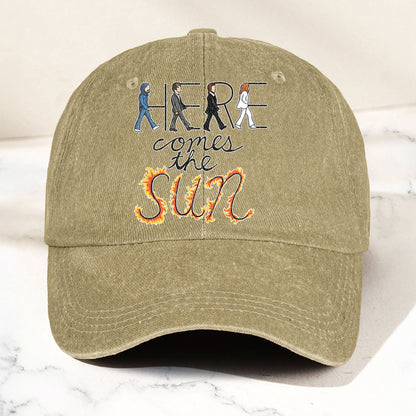 Here Comes the Sun Denim Cap – Retro The Beatles Tribute Merch Dad Hat (With Box)