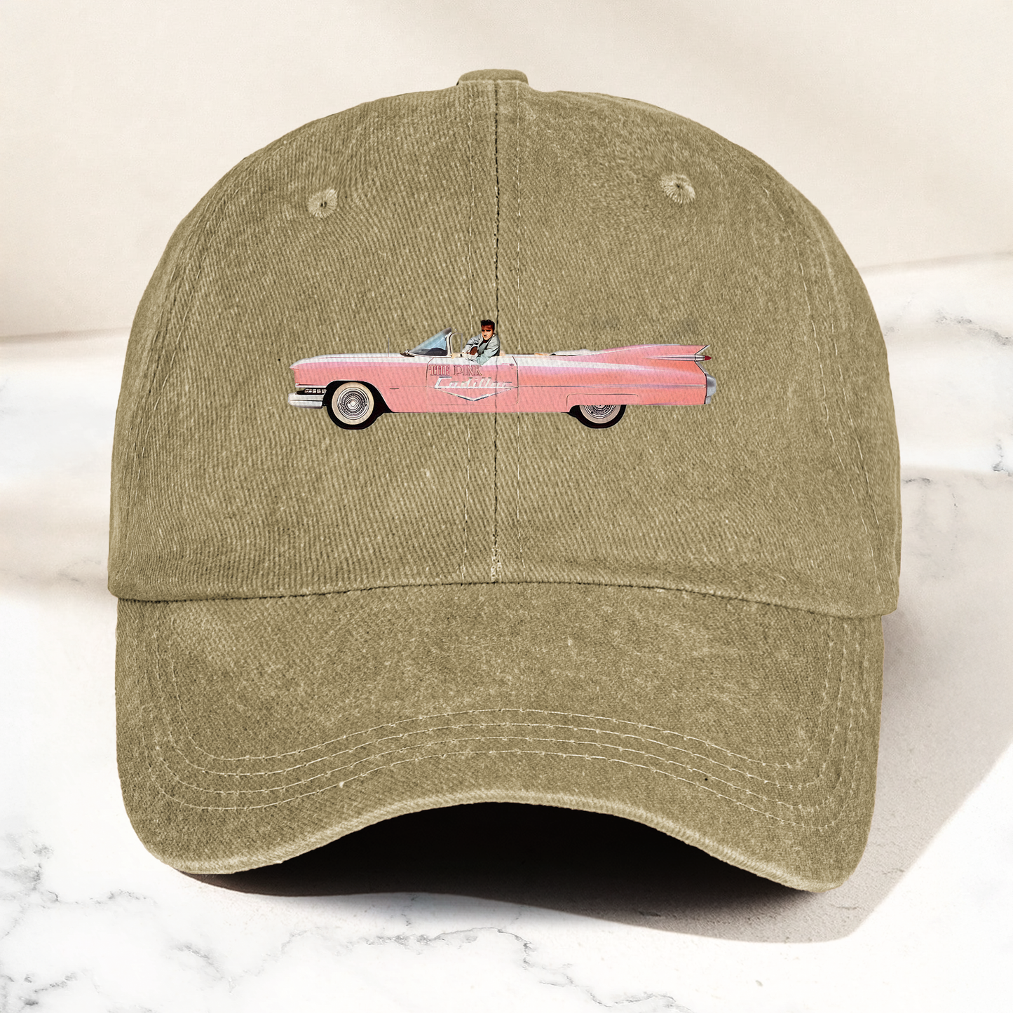 Elvis Presley The Pink Car Denim Cap – Vintage Elvis Presley Merch Gift for Dad (With Box)