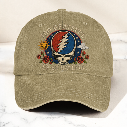 Grateful Dead Too Grateful To Be Hateful Denim Cap – Retro Vintage Dad Cap Gift For Dad (With Box)