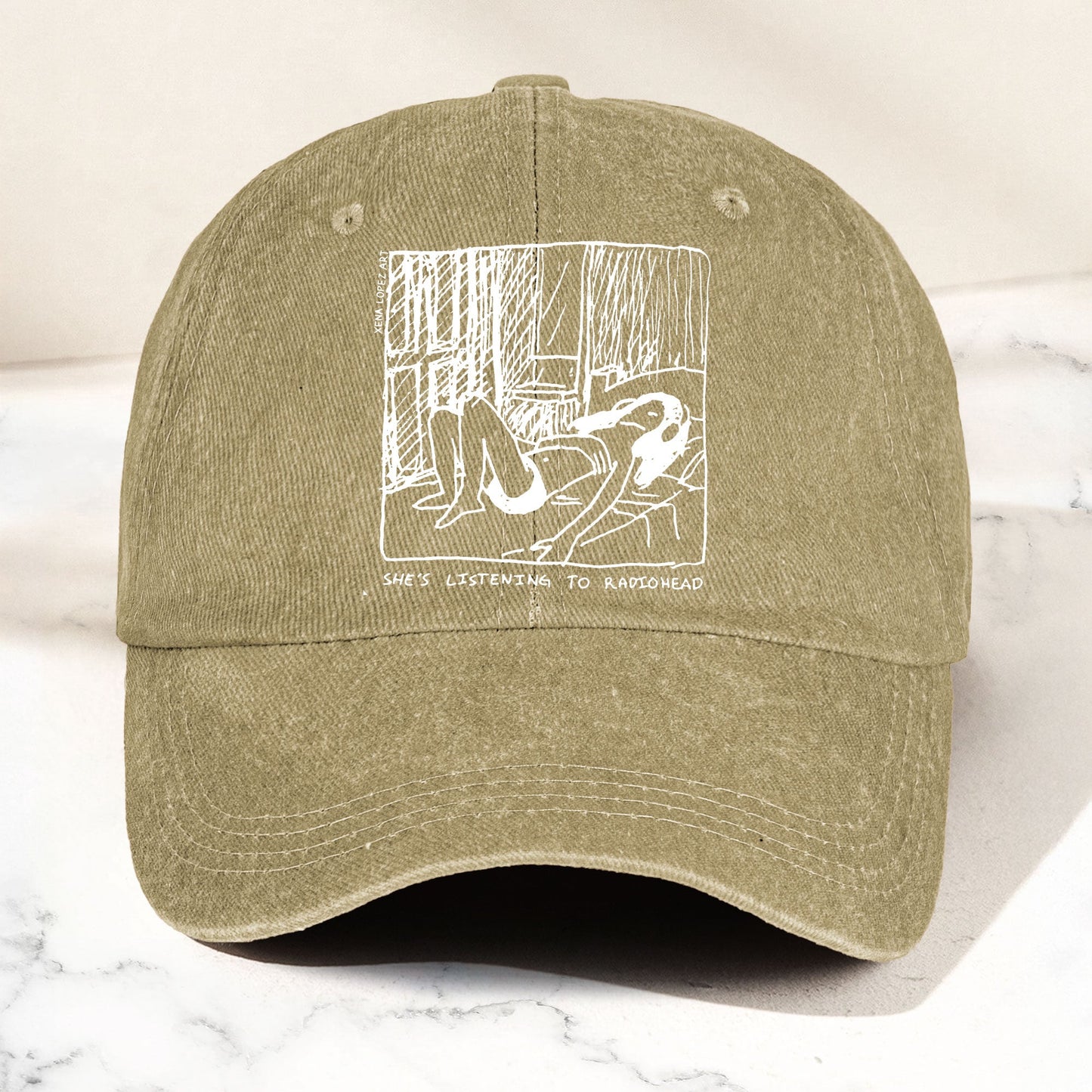 She's Listening to Radiohead Denim Cap – Retro Radiohead Tribute Merch Dad Hat (With Box)