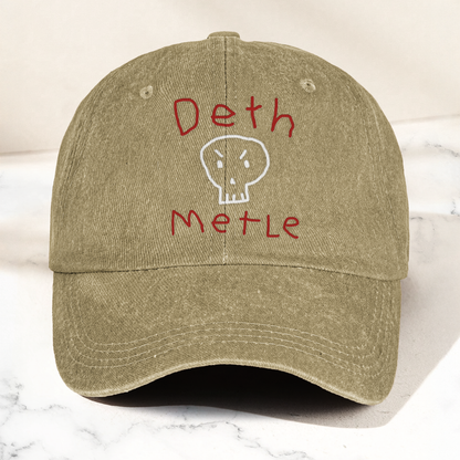 Death Metal Skull Deth Metle Denim Cap – Heavy Metal Emo Dad Cap Gift For Dad (With Box)