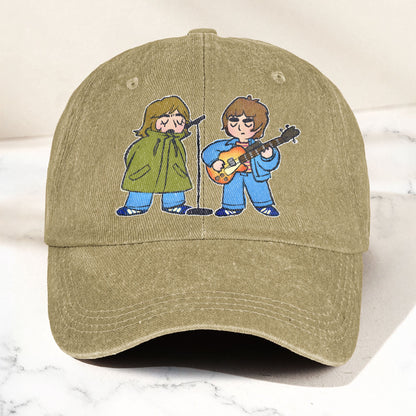 Noel & Liam Gallagher Oasis Denim Cap – Vintage Oasis Merch Gift for Dad (With Box)