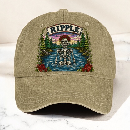 Grateful Dead Ripple Lyrics Skeleton River Nature Denim Cap – Retro Vintage Dad Cap Gift For Dad (With Box)