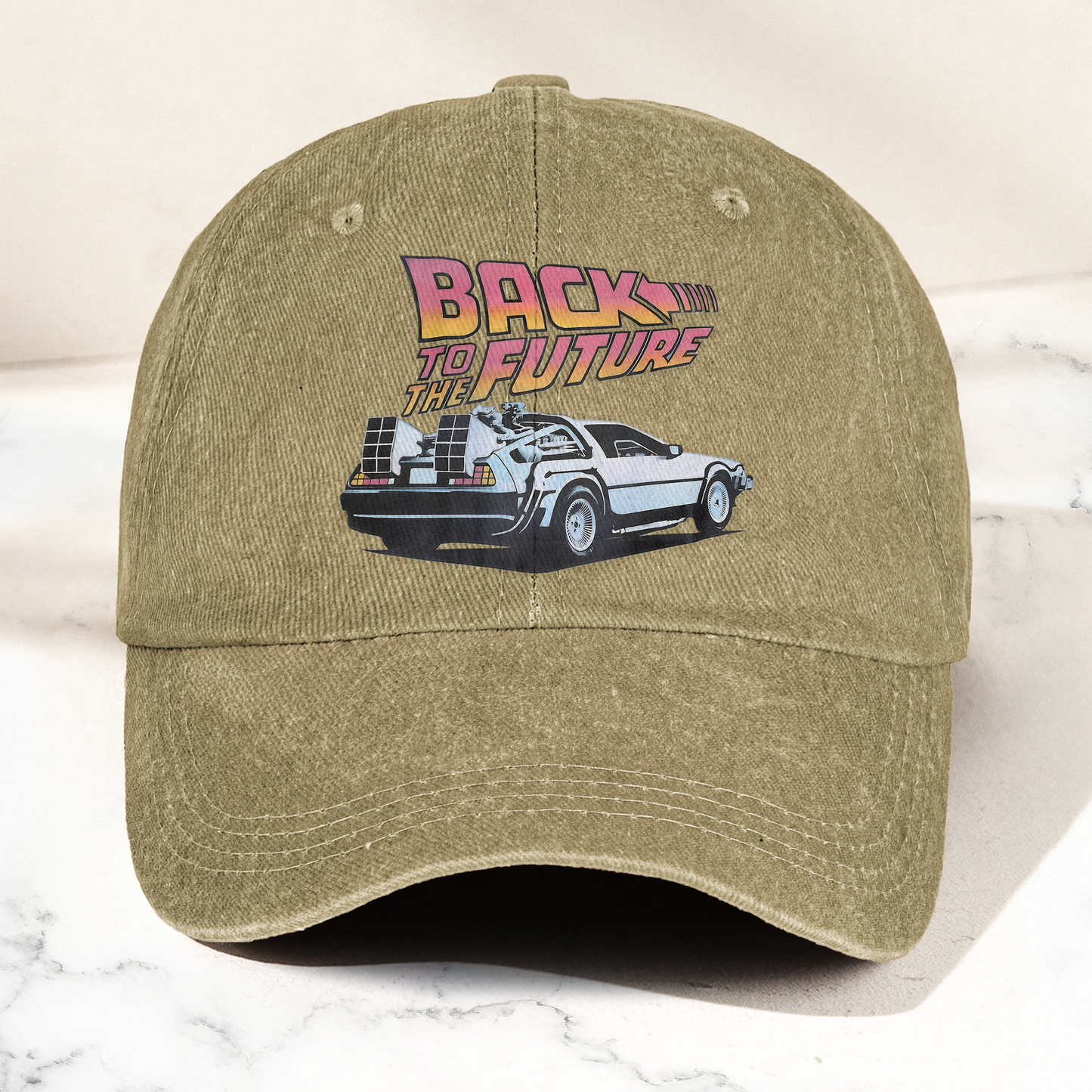 DeLorean Back to the Future Denim Cap – Classic Movie Inspired Style Dad Hat (With Box)