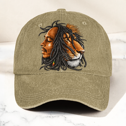 Bob Marley Lion of Judah Reggae Music Merch Vintage Rasta Graphic Denim Cap – Retro Vintage Dad Cap Gift For Dad (With Box)