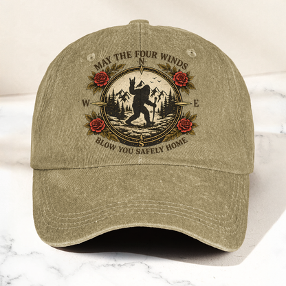 Grateful Dead Franklin's Tower May The Four Winds Blow You Safely Home Bigfoot Sasquatch Denim Cap – Retro Vintage Dad Cap Gift For Dad (With Box)