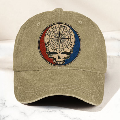 Grateful Dead Skull Not All Those Who Wander Are Lost Denim Cap – Retro Vintage Dad Cap Gift For Dad (With Box)