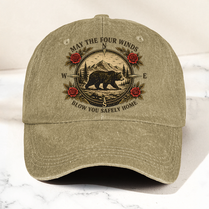 Grateful Dead Franklin's Tower May The Four Winds Blow You Safely Home Bear Nature Graphic Denim Cap – Retro Vintage Dad Cap Gift For Dad (With Box)