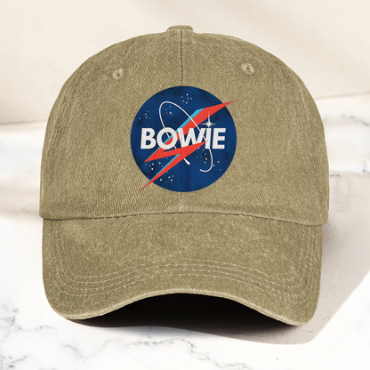 David Bowie NASA Lightning Bolt Logo Denim Cap – Retro Punk Rock Music Fan Cap Gift For Dad (With Box)