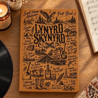 Lynyrd Skynyrd Vintage Leather Journal – Iconic Southern Rock Notebook for Music Lovers