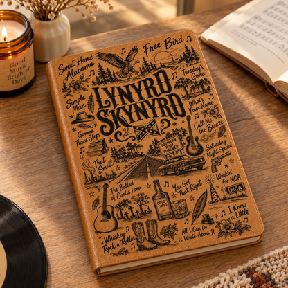 Lynyrd Skynyrd Vintage Leather Journal – Iconic Southern Rock Notebook for Music Lovers