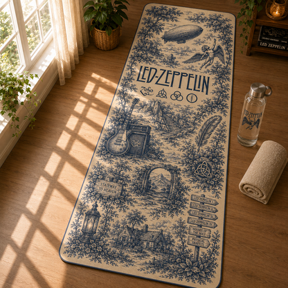 Led Zeppelin Toile de Jouy Yoga Mat – Stairway to Heaven Vintage Rock Fitness & Exercise Mat