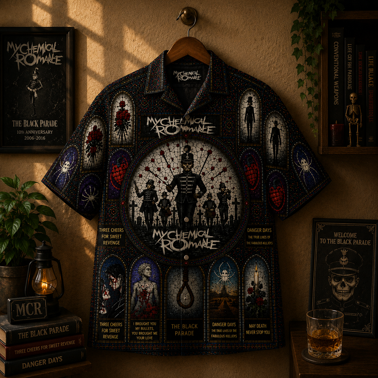 My Chemical Romance Hawaiian Shirt – Unisex Retro Pepe The Black Parade Button Up