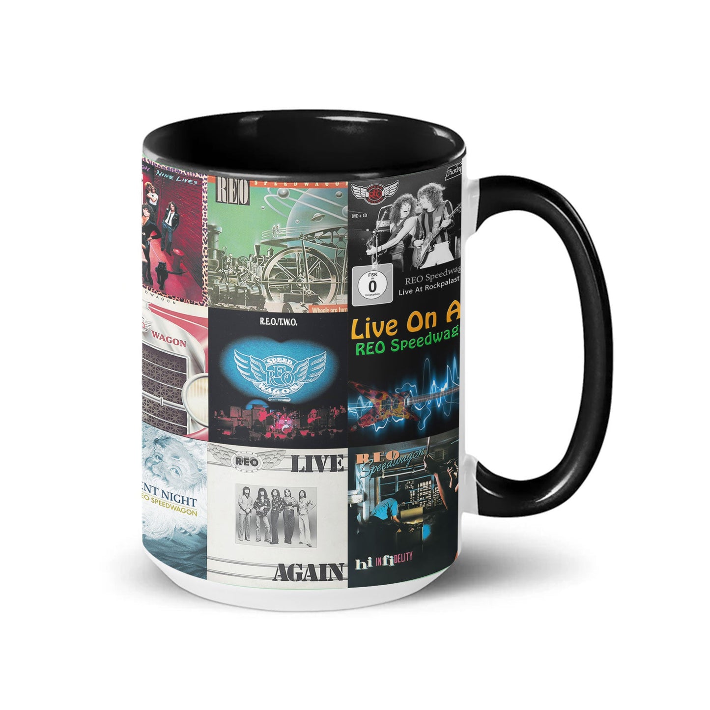 REO Speedwagon Album Art Collection Accent Mug for Music Fans – Classic Rock Coffee Cup Gift