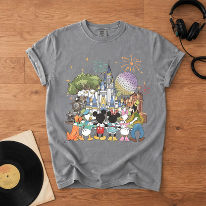 Vintage Disney World T-Shirt, Mickey Minnie Friends Castle Tee, Magic Kingdom Fireworks Shirt, Disney Family Vacation Gift