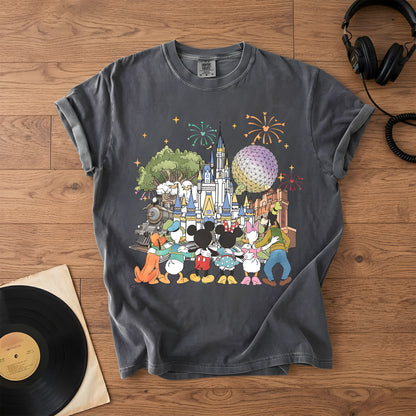 Vintage Disney World T-Shirt, Mickey Minnie Friends Castle Tee, Magic Kingdom Fireworks Shirt, Disney Family Vacation Gift