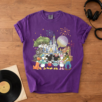 Vintage Disney World T-Shirt, Mickey Minnie Friends Castle Tee, Magic Kingdom Fireworks Shirt, Disney Family Vacation Gift