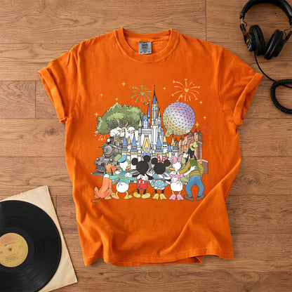 Vintage Disney World T-Shirt, Mickey Minnie Friends Castle Tee, Magic Kingdom Fireworks Shirt, Disney Family Vacation Gift