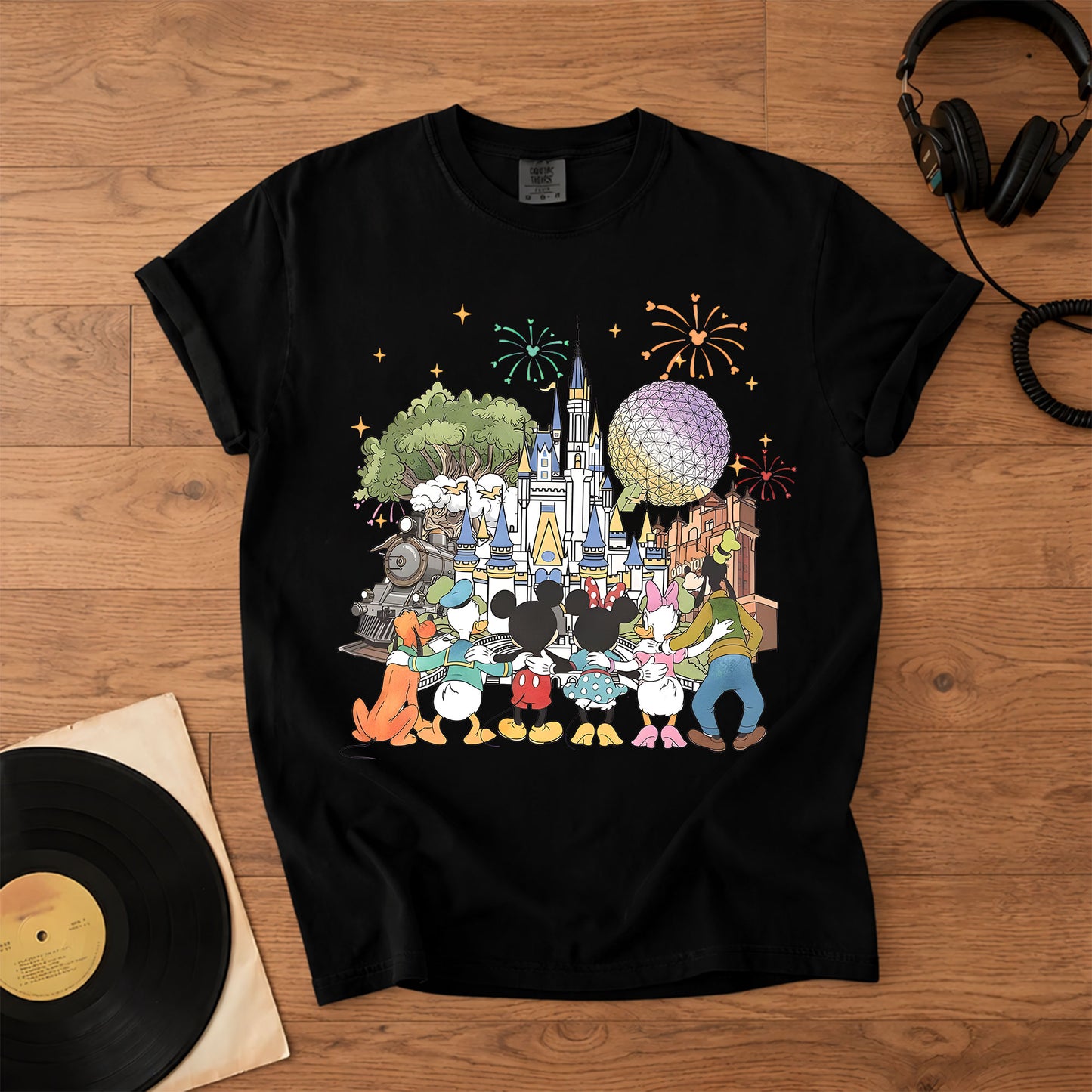 Vintage Disney World T-Shirt, Mickey Minnie Friends Castle Tee, Magic Kingdom Fireworks Shirt, Disney Family Vacation Gift