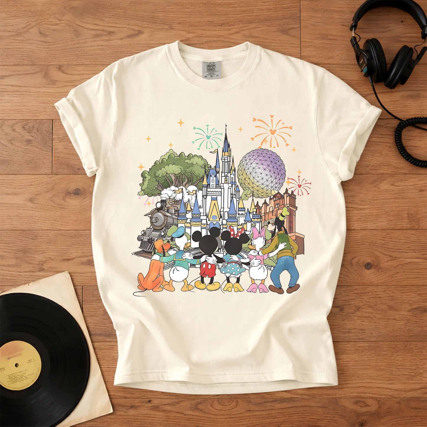 Vintage Disney World T-Shirt, Mickey Minnie Friends Castle Tee, Magic Kingdom Fireworks Shirt, Disney Family Vacation Gift
