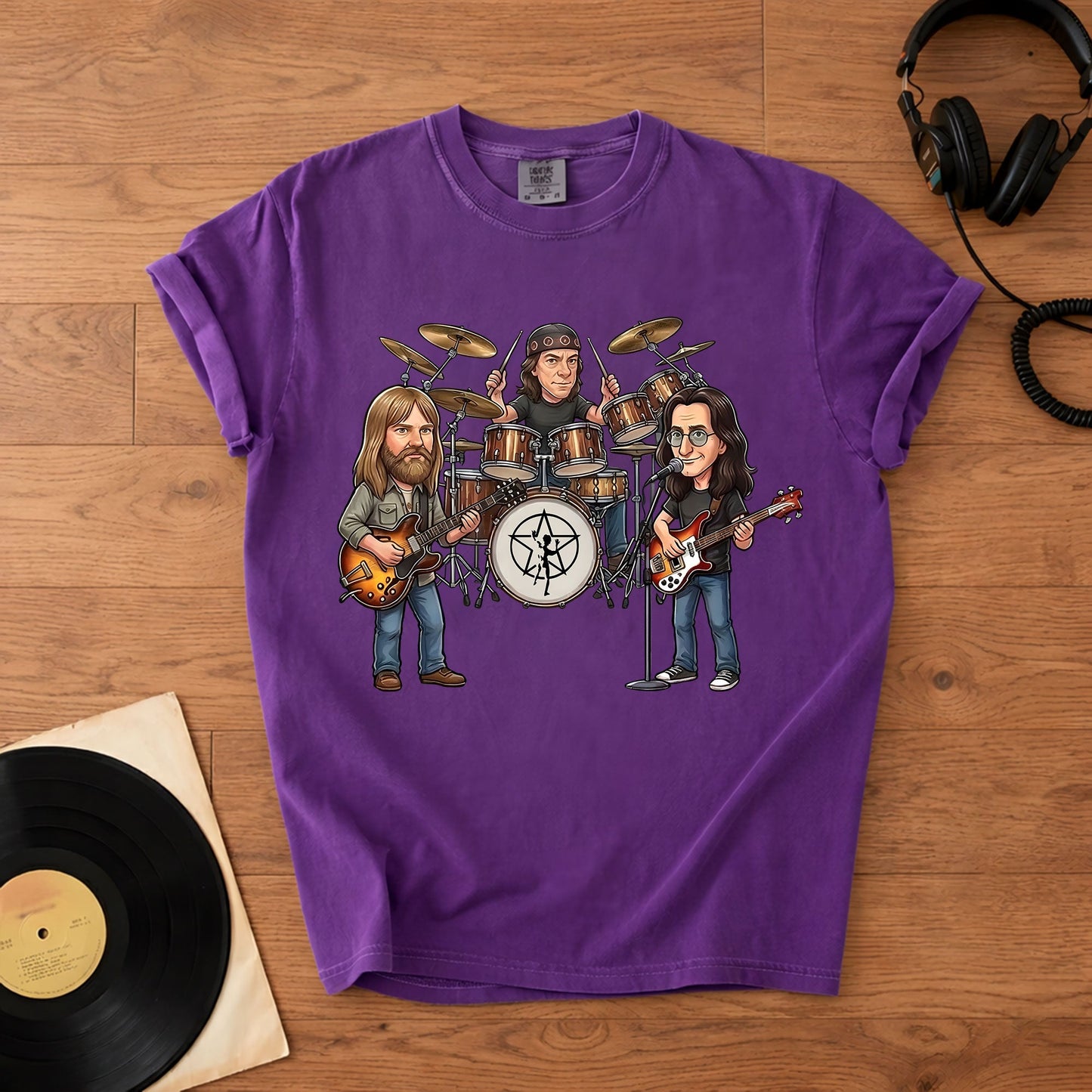 Rush Inspired Caricature Comfort Tee – Vintage Progressive Rock Band Shirt, Funny Music Fan Gift, Classic Rock T-Shirt