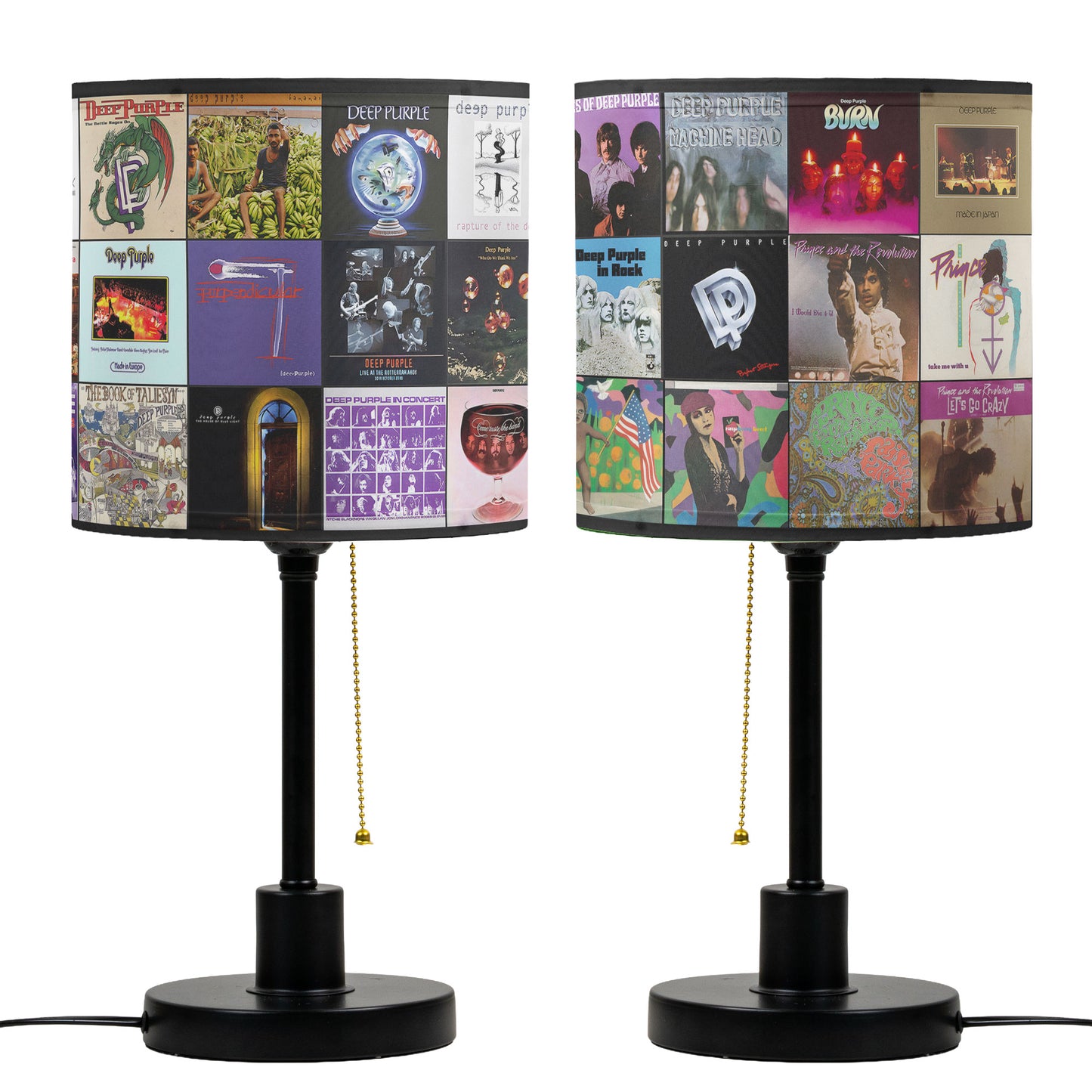 Deep Purple Table Lamp – Cylinder & Pyramid Design Music Decor