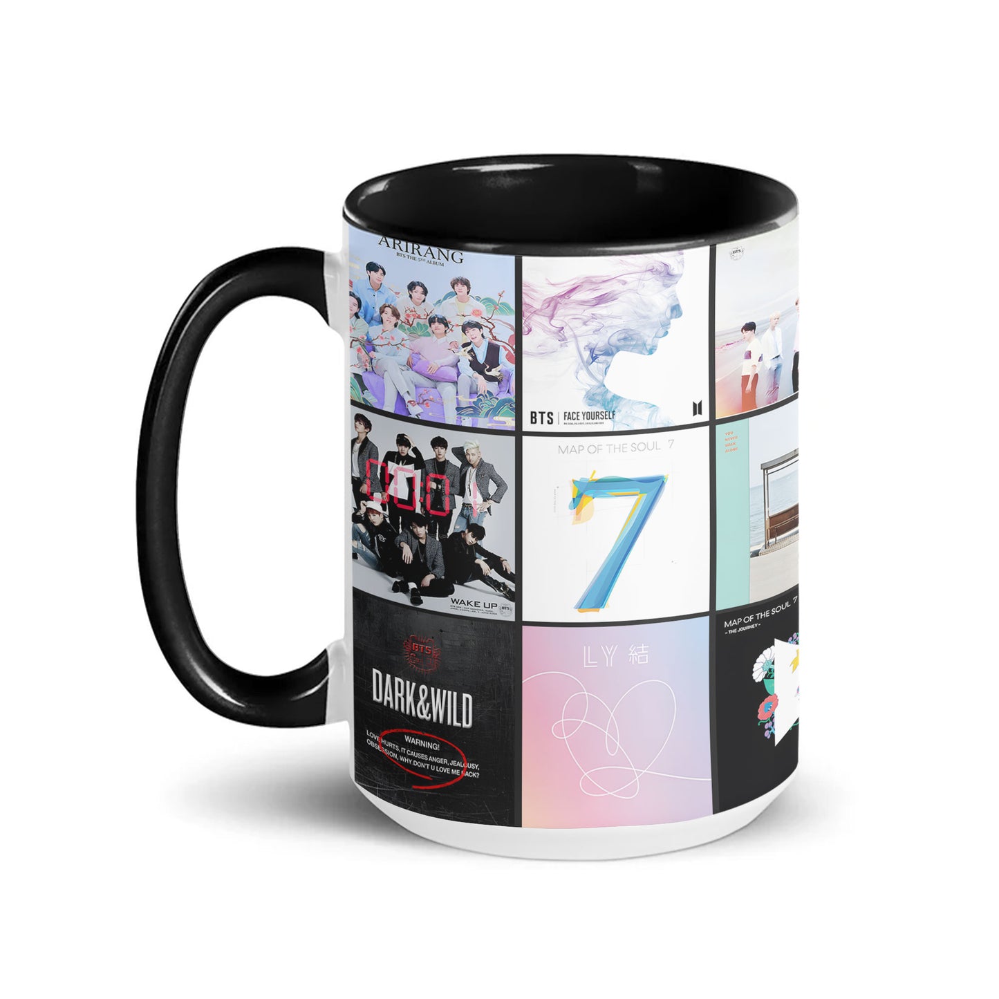 BTS Album Collage Accent Mug – Iconic Discography Coffee Cup