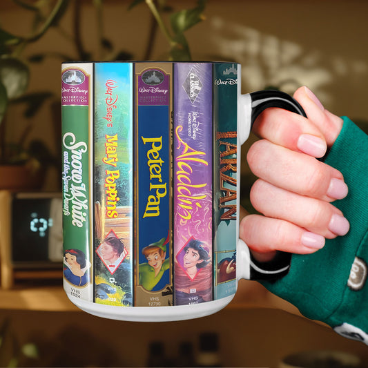 Disney Classic VHS Collection Mug – Vintage Cartoon Movie Spine Coffee Cup