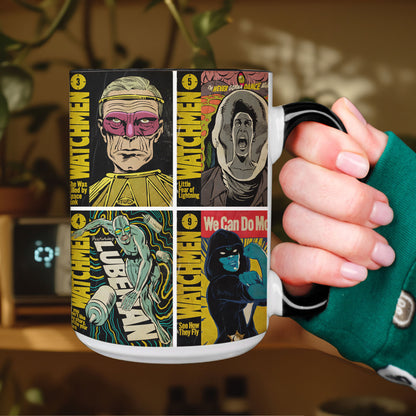 Watchmen Comic Mug – Vintage Graphic Novel Coffee Mug with Black Handle