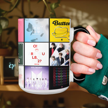BTS Album Collage Accent Mug – Iconic Discography Coffee Cup