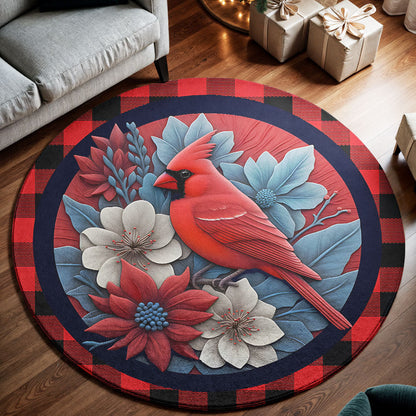 ??? Red Cardinal Round Rug – Nature’s Elegance for Your Home ??