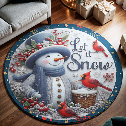 ?? Let It Snow Round Rug – Festive Winter Snowman Design ??