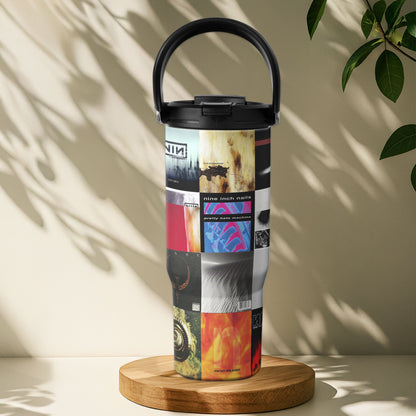 Nine Inch Nails Album Collage Tumbler – Dark Industrial Rock Nostalgia