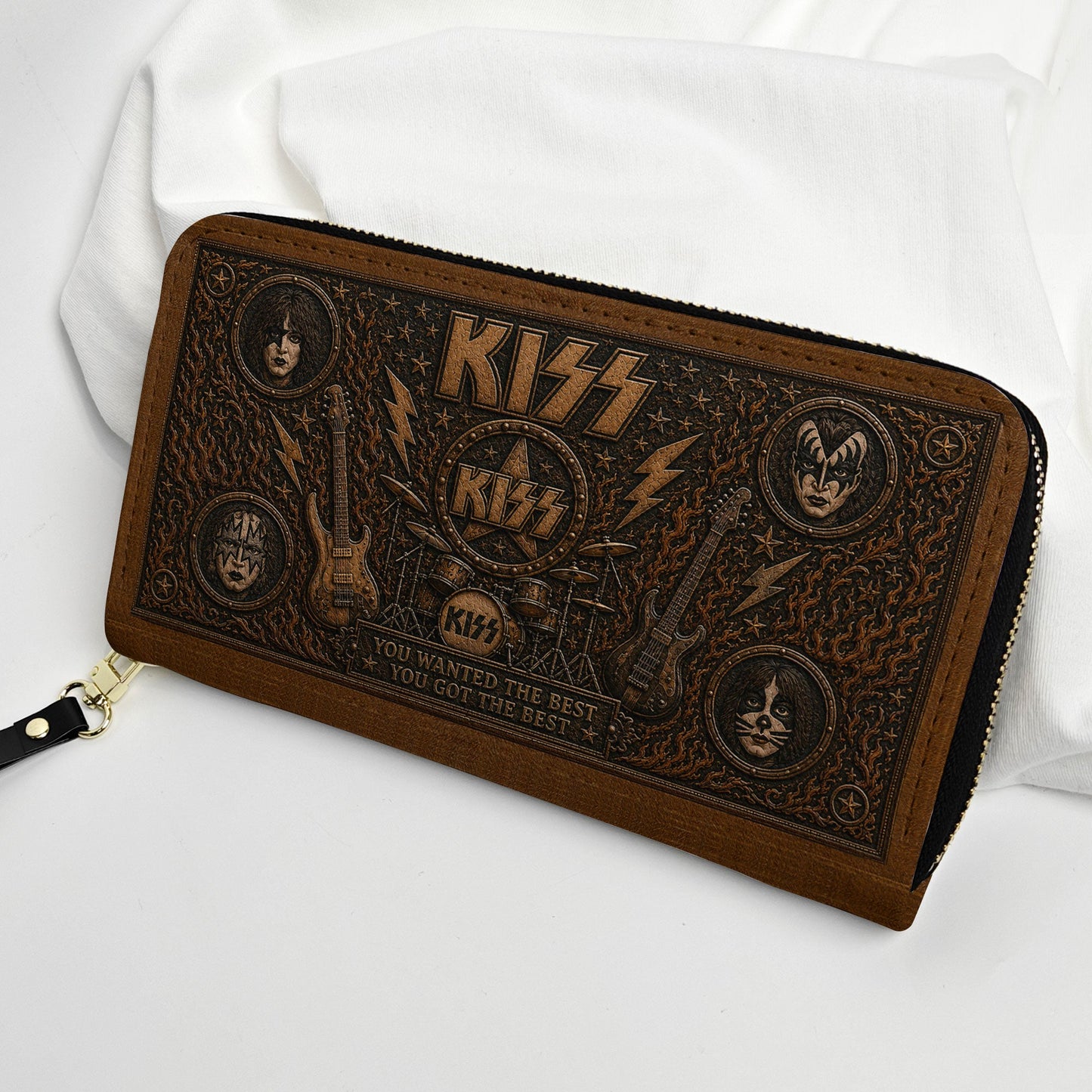 KISS Handbag, Tote Bag and Wallet Set - Vintage Embossed Purse Set Hard Rock Fan Gift
