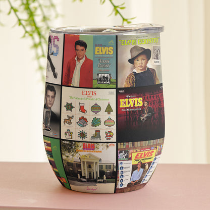 Elvis Presley Vintage Album Collage Tumbler – A Nostalgic Tribute to the King of Rock & Roll