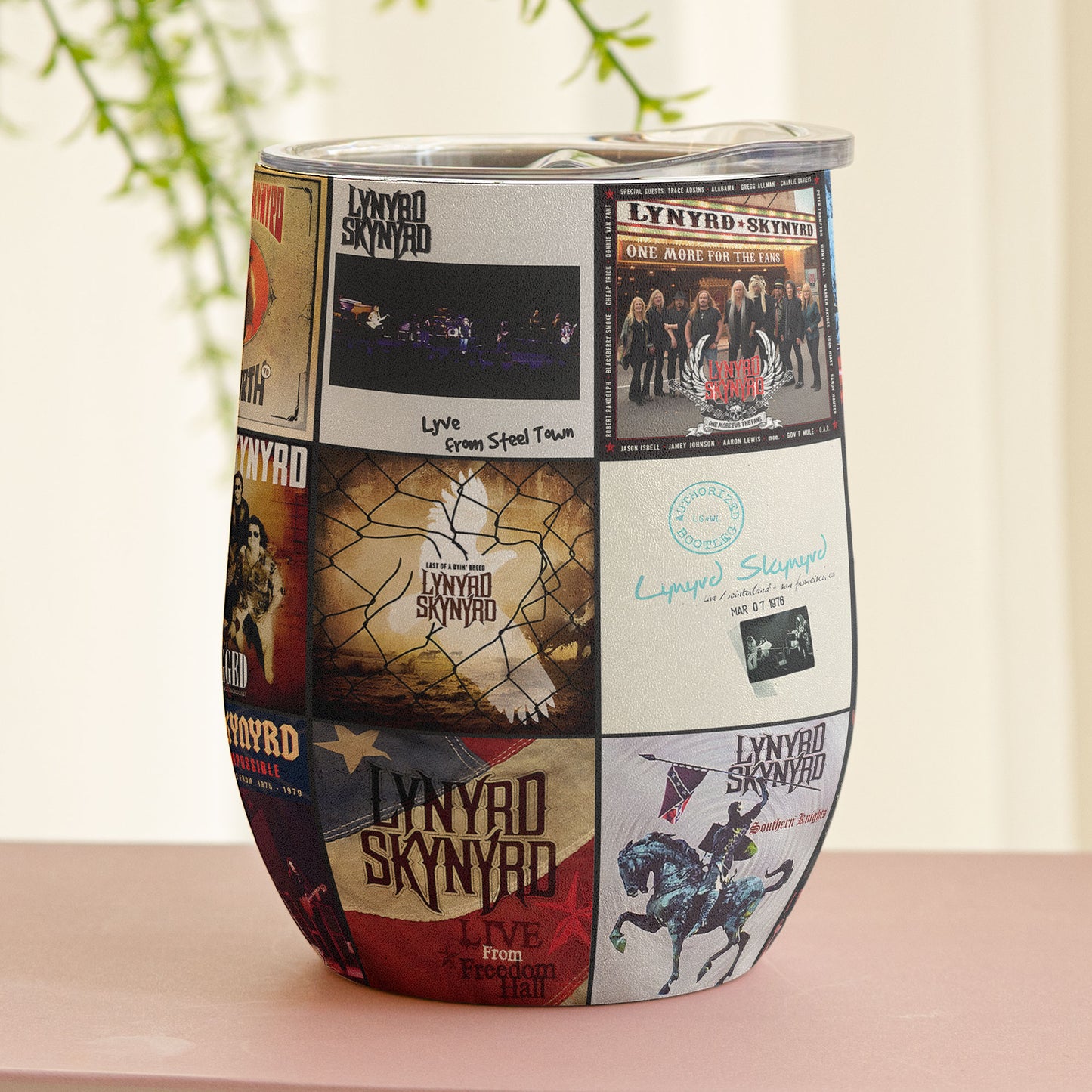 Lynyrd Skynyrd Album Collage Tumbler – A Southern Rock Nostalgia Tribute