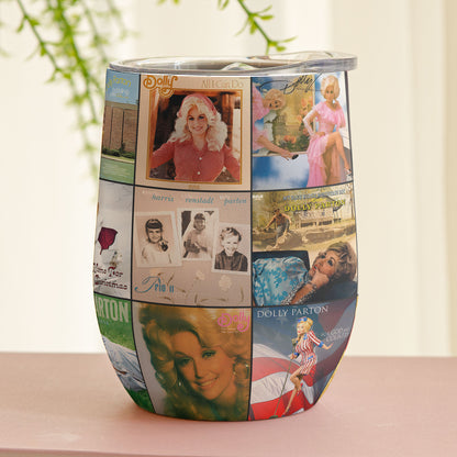Dolly Parton Album Collage Tumbler – A Nostalgic Tribute to Country Music Icon