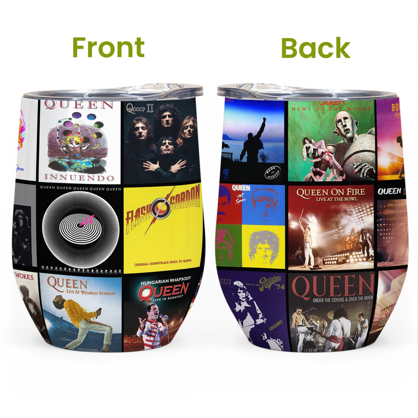 Queen Album Collage Tumbler – A Legendary Rock Nostalgia Tribute