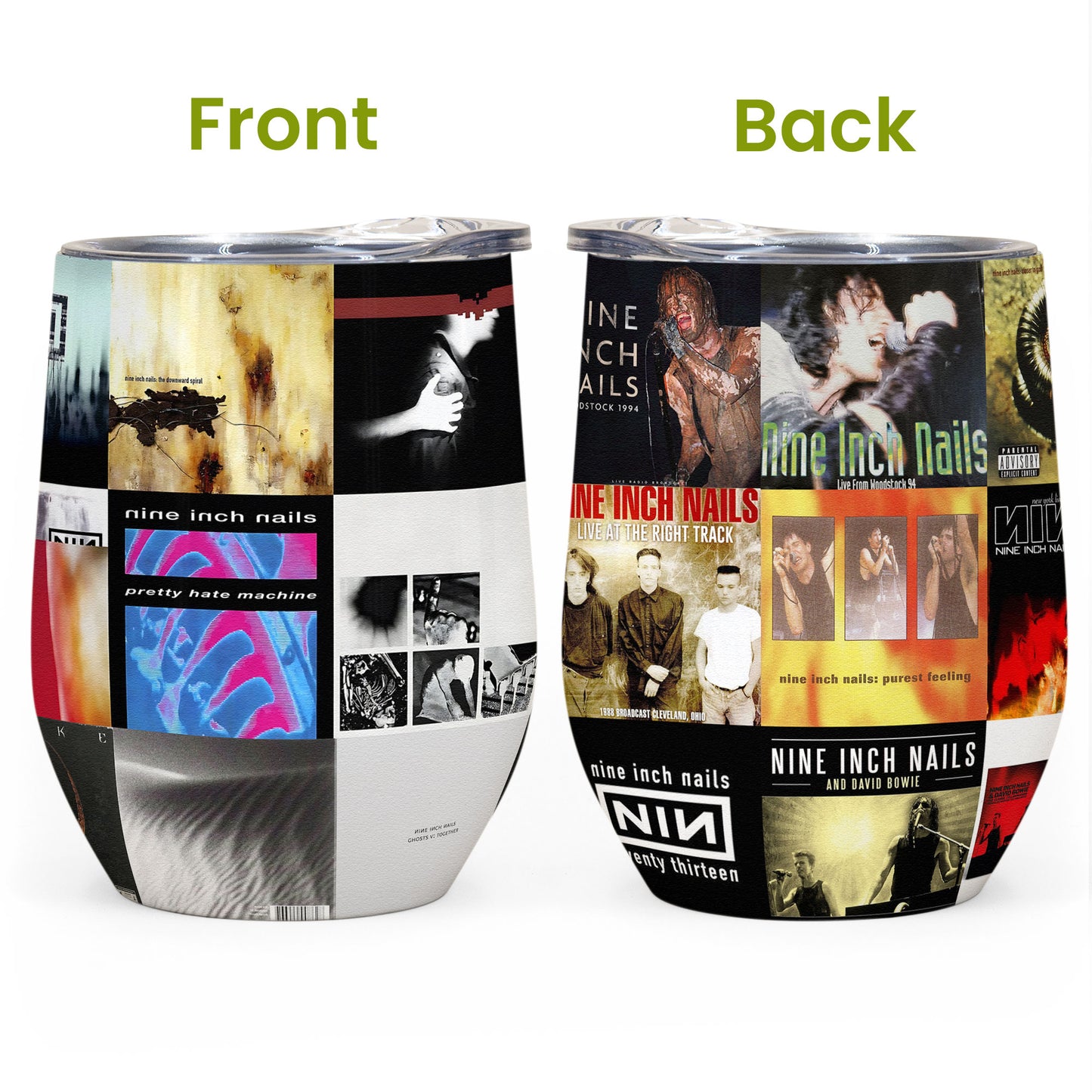 Nine Inch Nails Album Collage Tumbler – Dark Industrial Rock Nostalgia