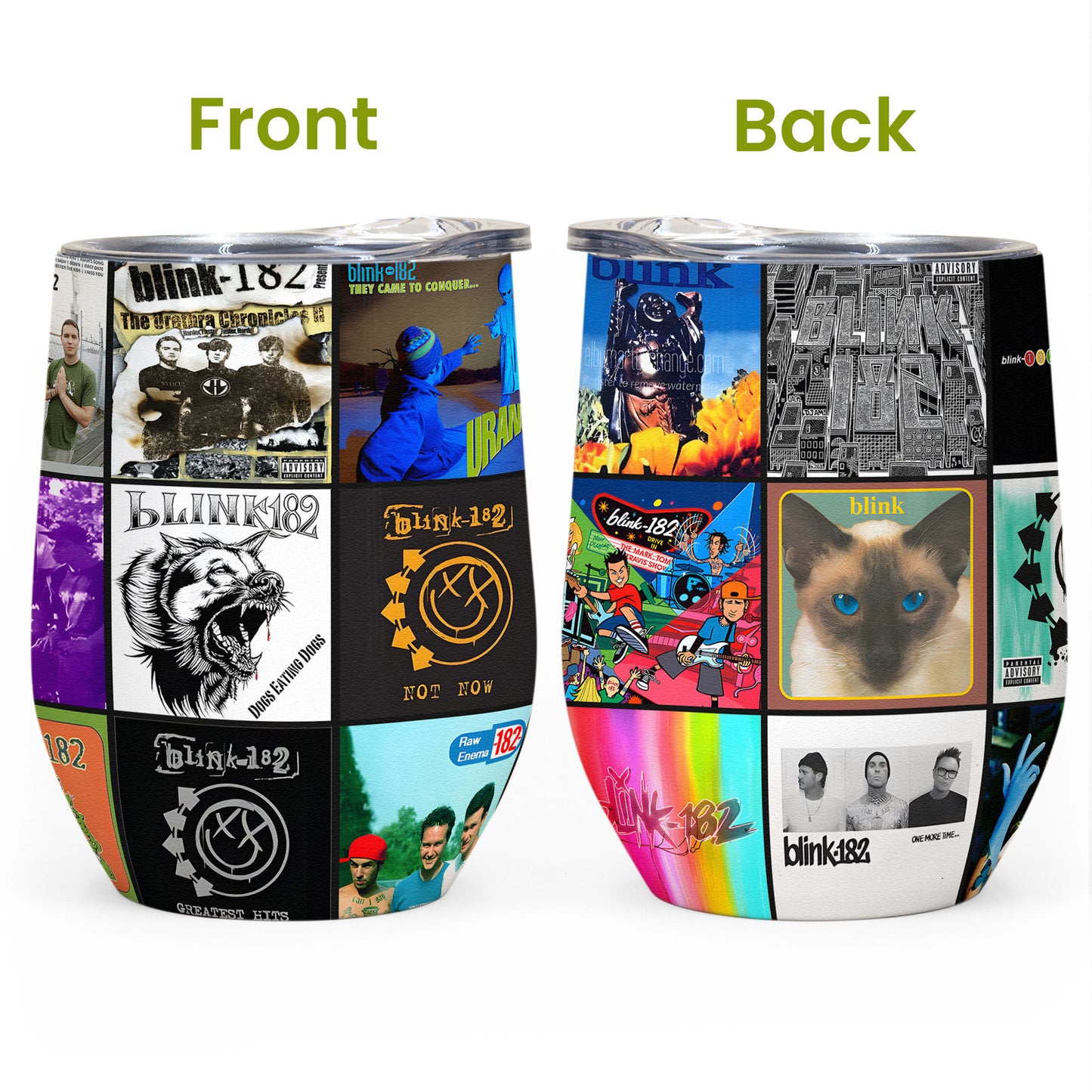 blink-182 Album Collage Tumbler – Pop Punk Nostalgia of Youth