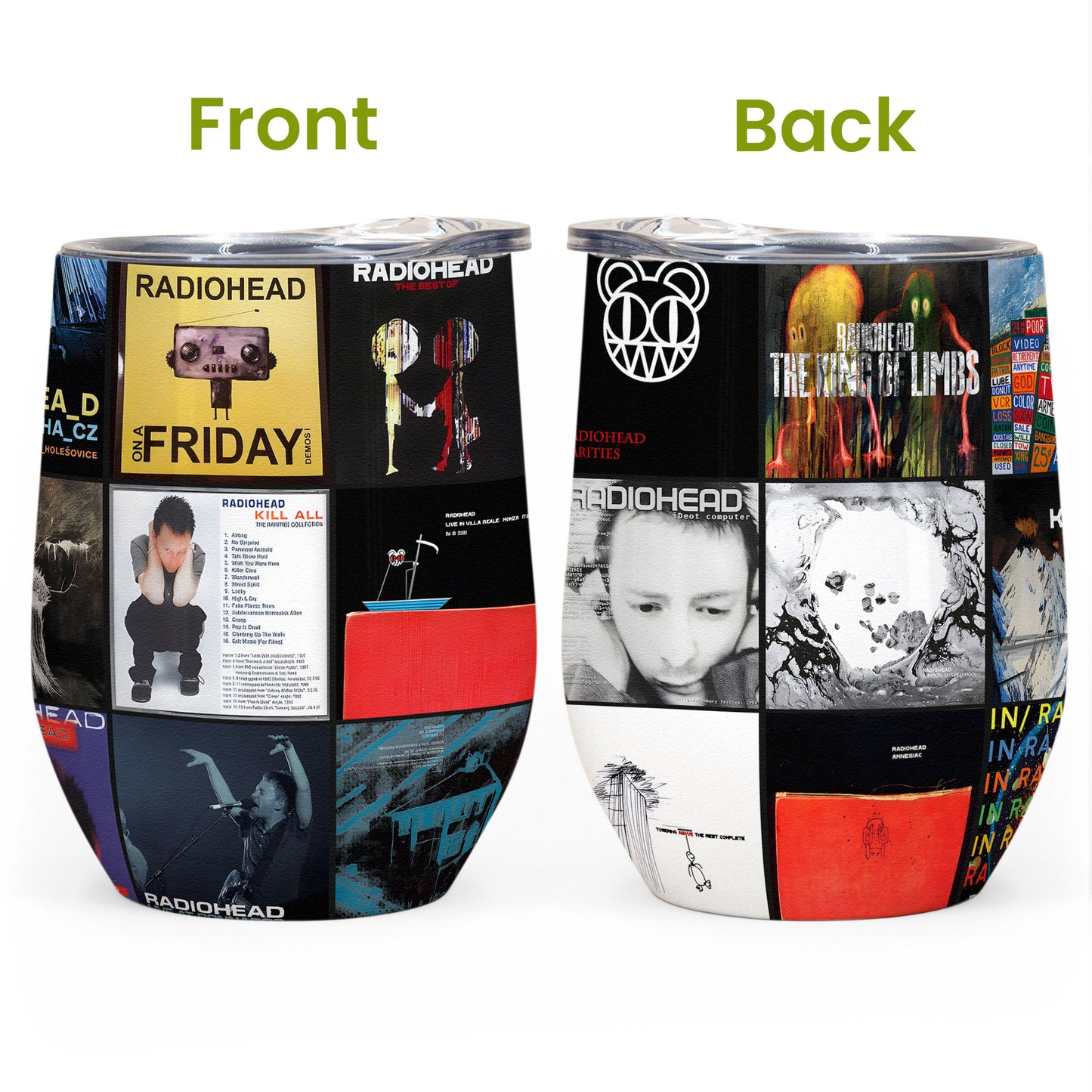 Radiohead Album Collage Tumbler – A Nostalgic Journey Through Sound and Emotion