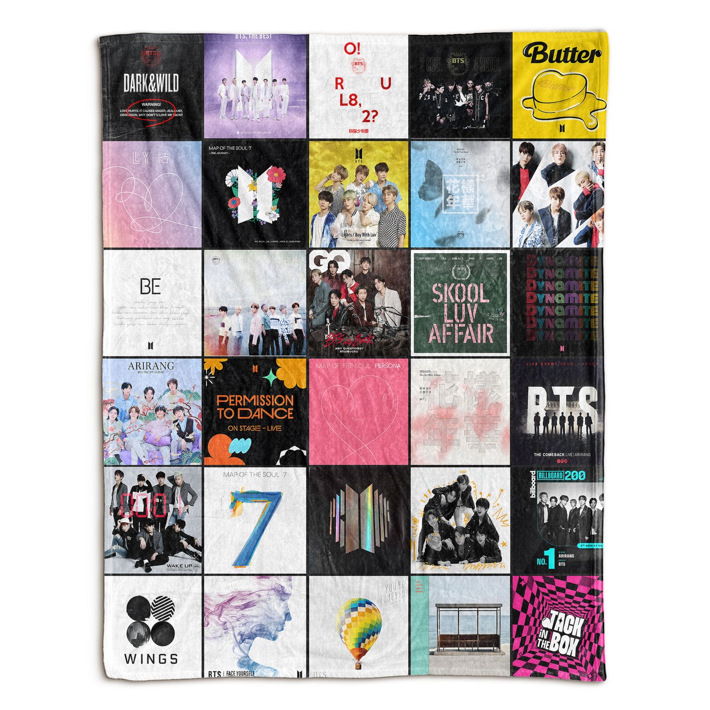BTS Album Collage Sherpa Blanket – Iconic Discography Throw